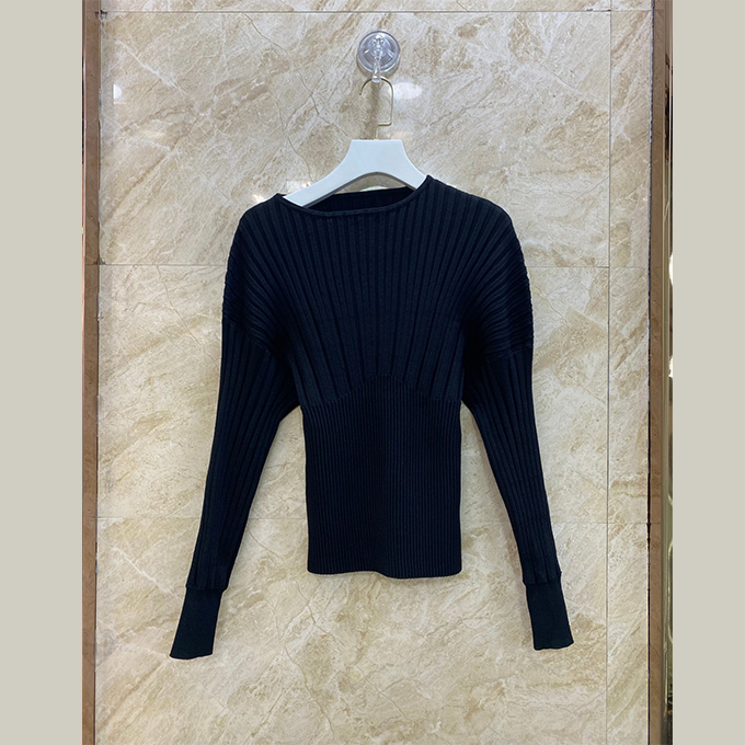 balmain ribbed knit long sleeve top
